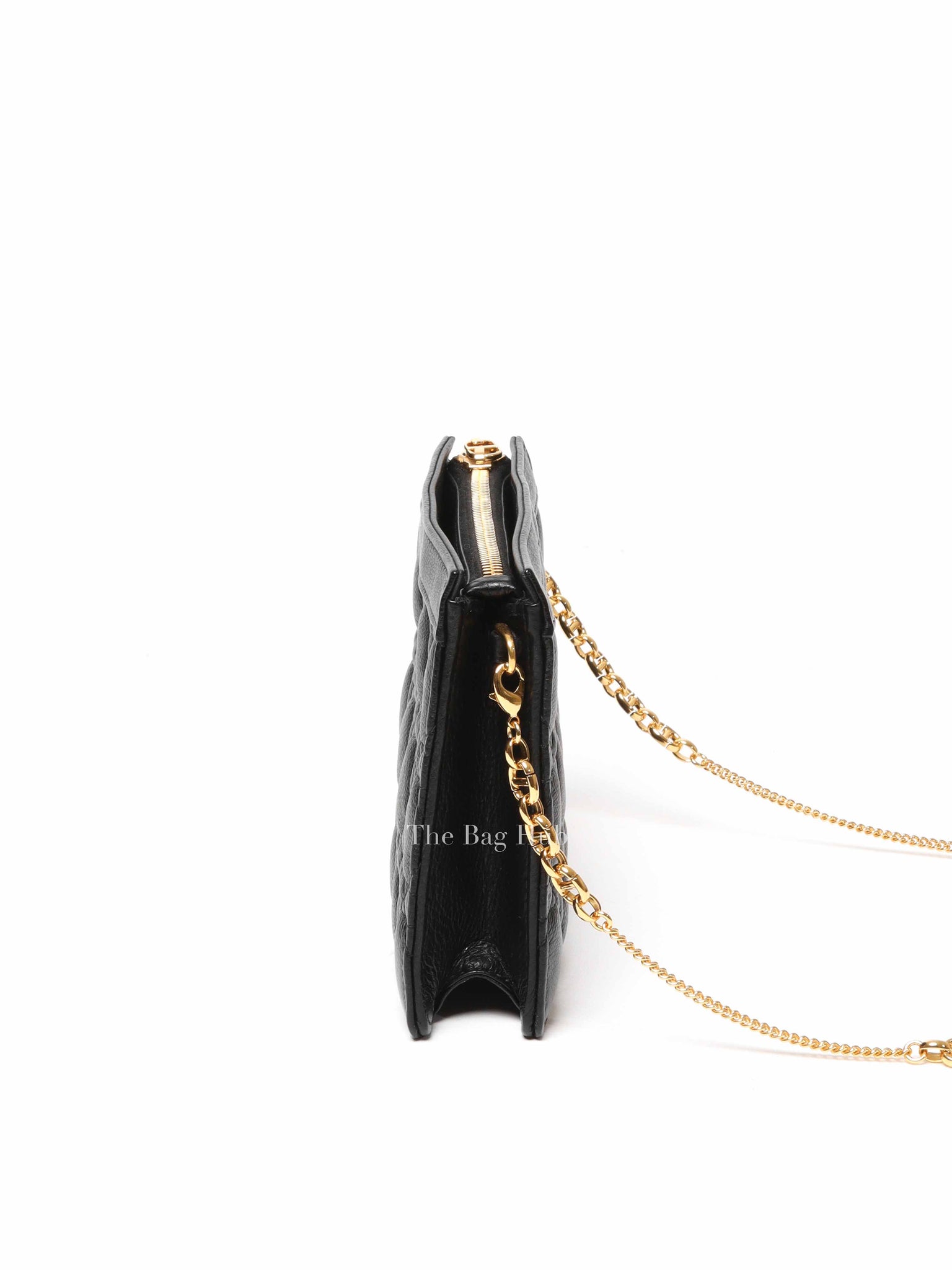 Dior Black Cannage Leather Caro Zipped Chain Pouch