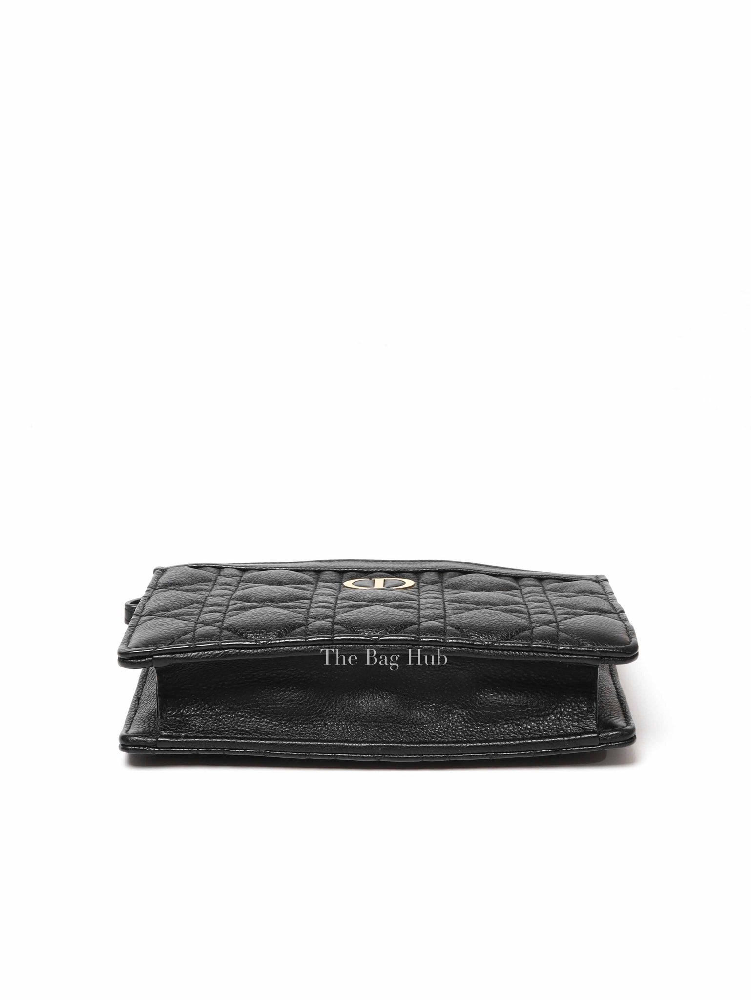 Dior Black Cannage Leather Caro Zipped Chain Pouch