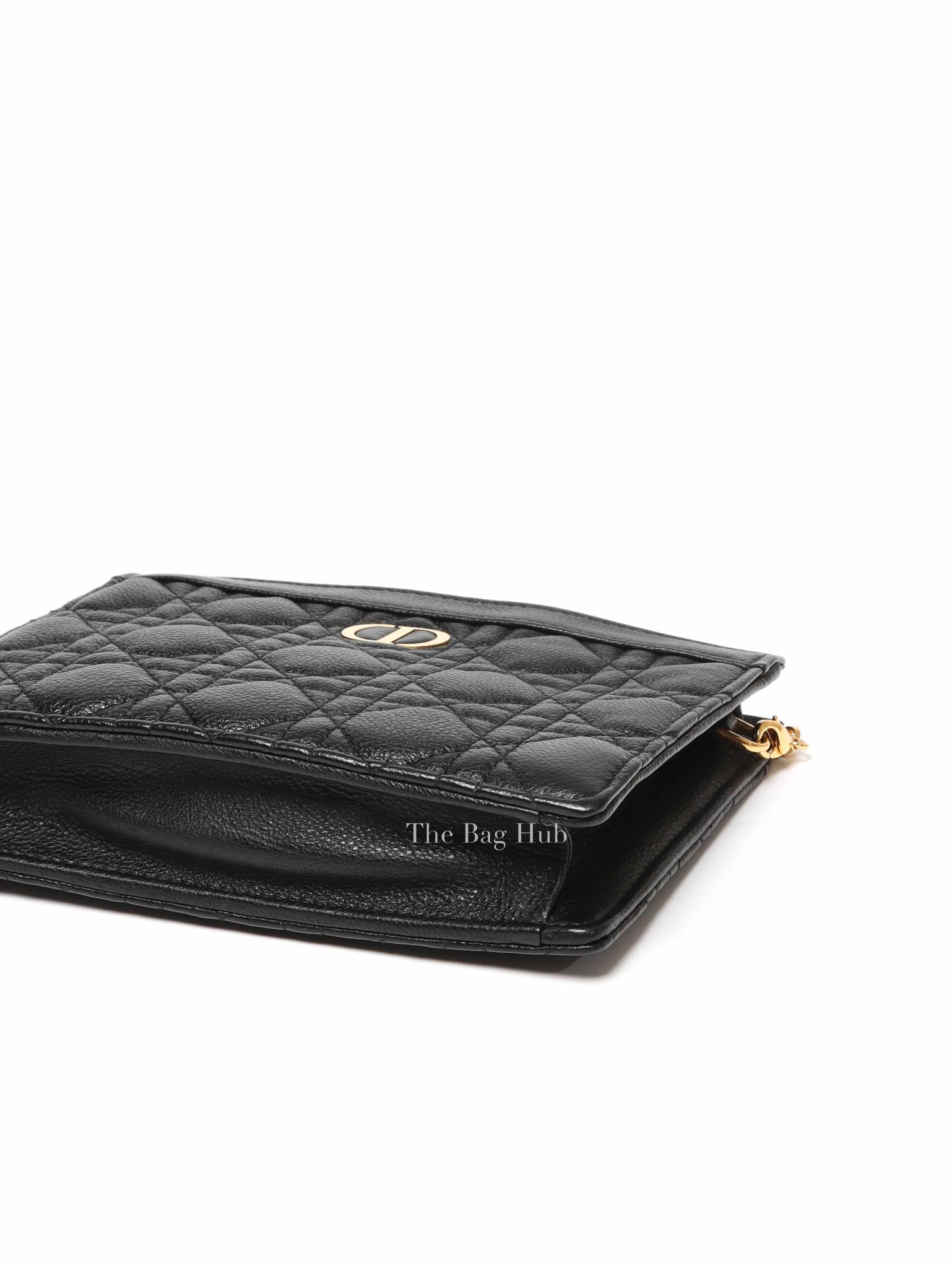 Dior Black Cannage Leather Caro Zipped Chain Pouch