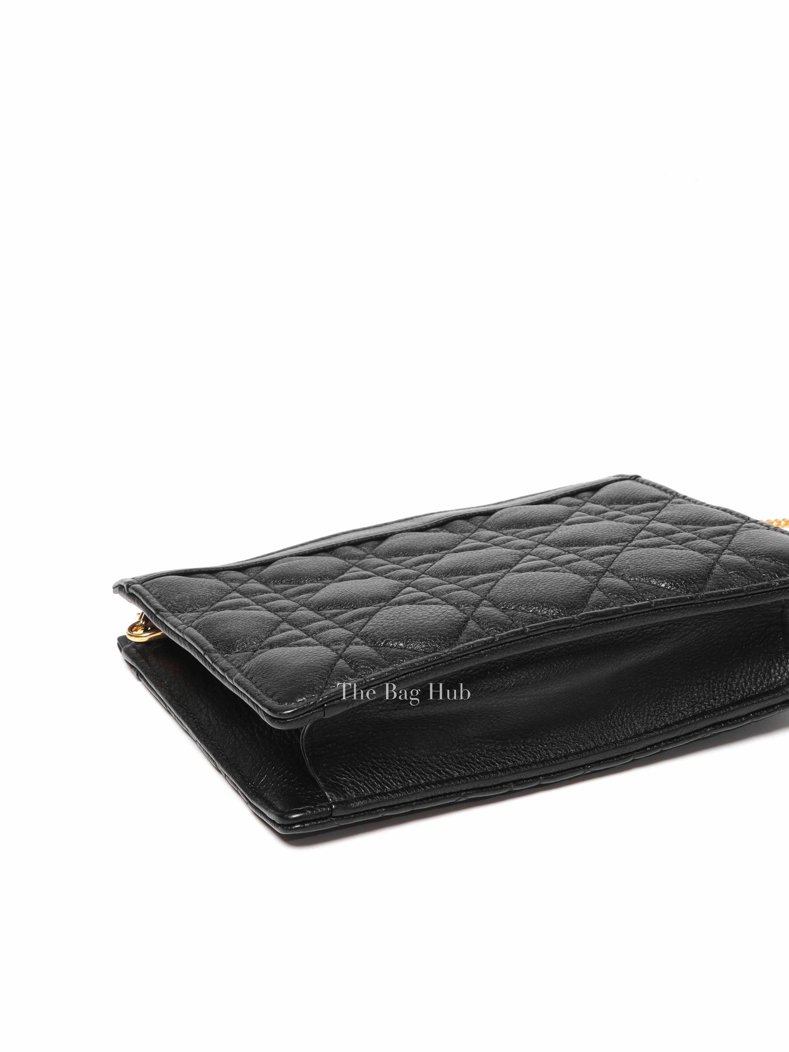 Dior Black Cannage Leather Caro Zipped Chain Pouch