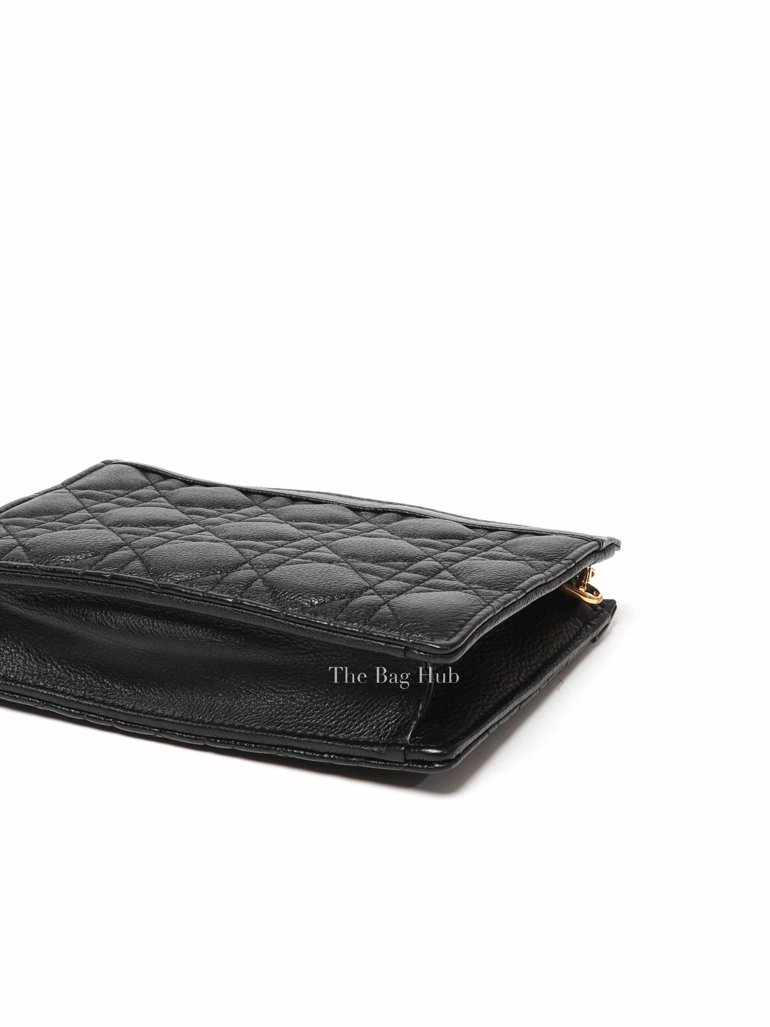 Dior Black Cannage Leather Caro Zipped Chain Pouch
