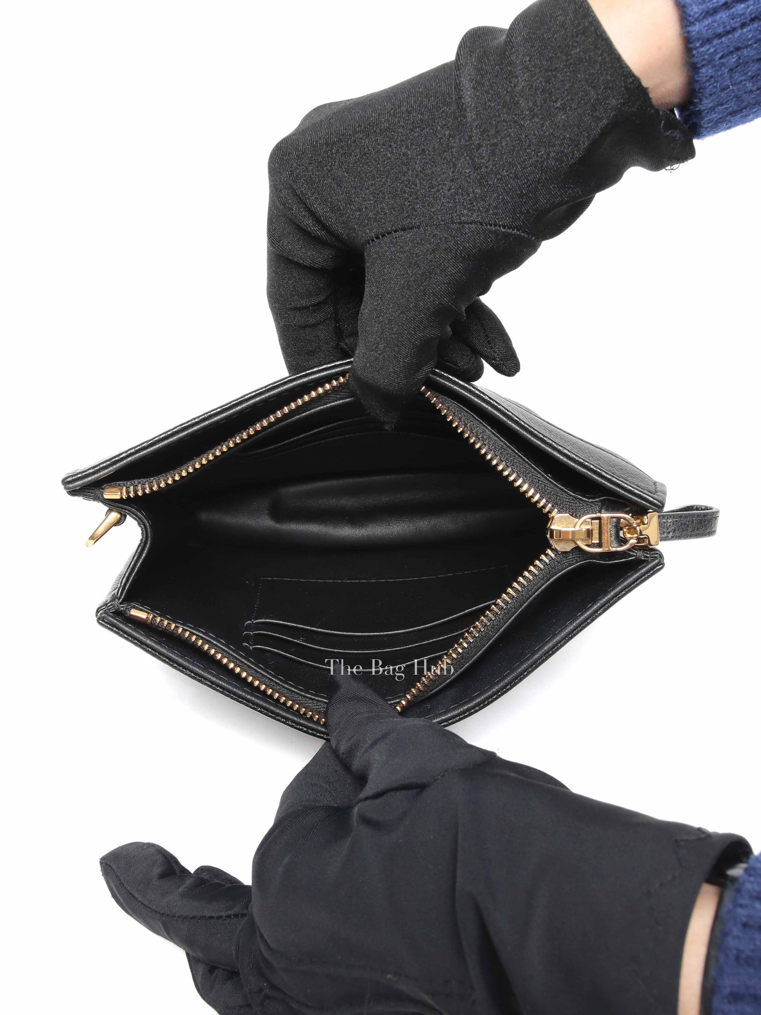 Dior Black Cannage Leather Caro Zipped Chain Pouch