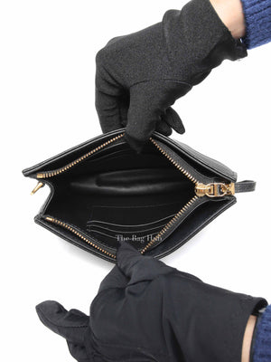 Dior Black Cannage Leather Caro Zipped Chain Pouch