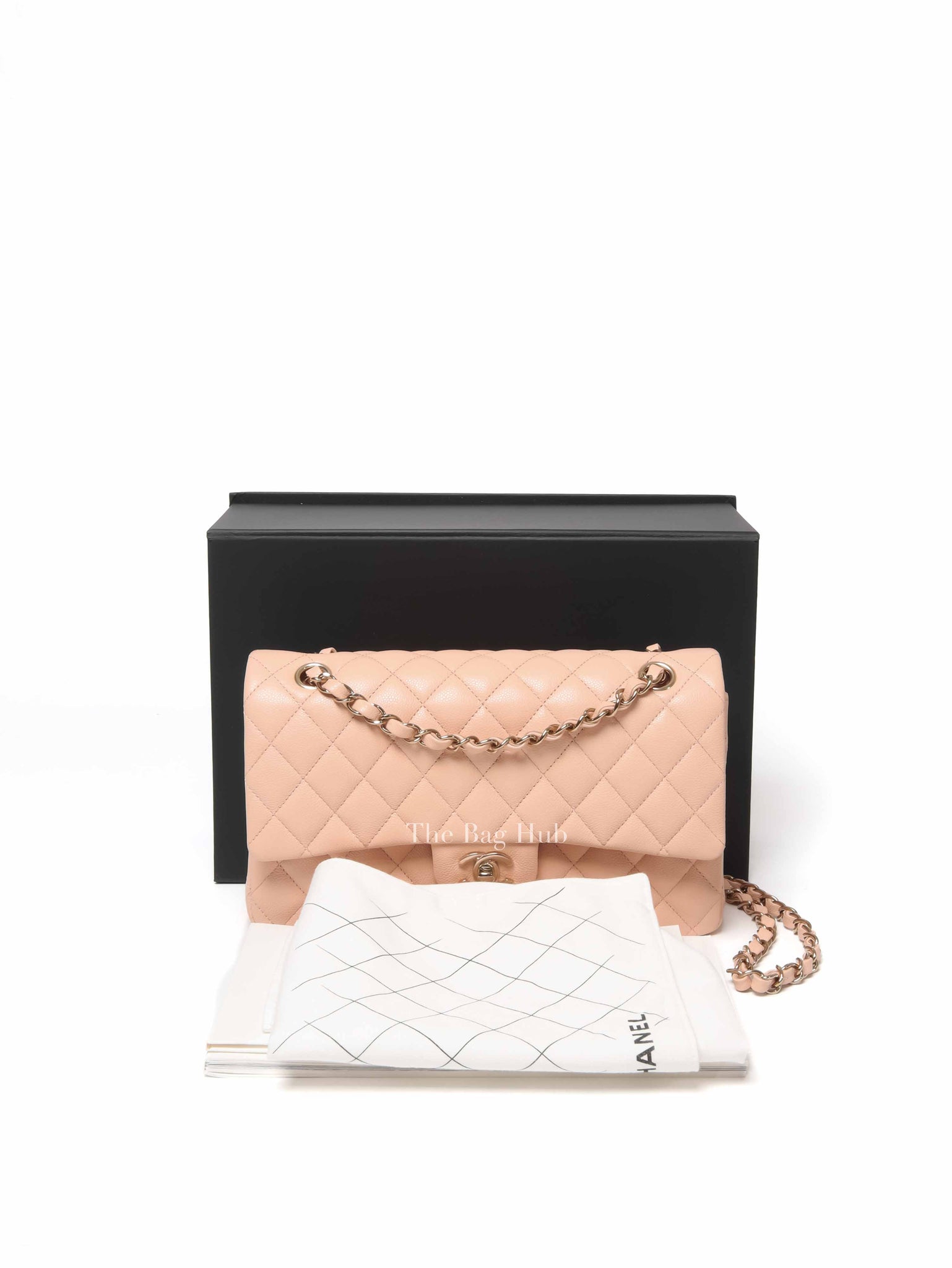 Chanel Beige Caviar Classic Medium Double Flap Bag GHW