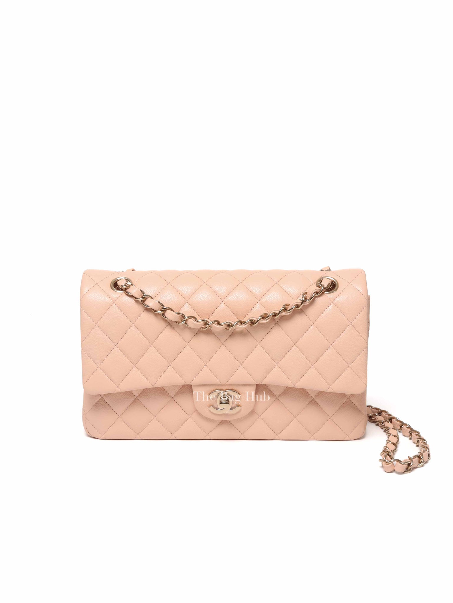 Chanel Beige Caviar Classic Medium Double Flap Bag GHW