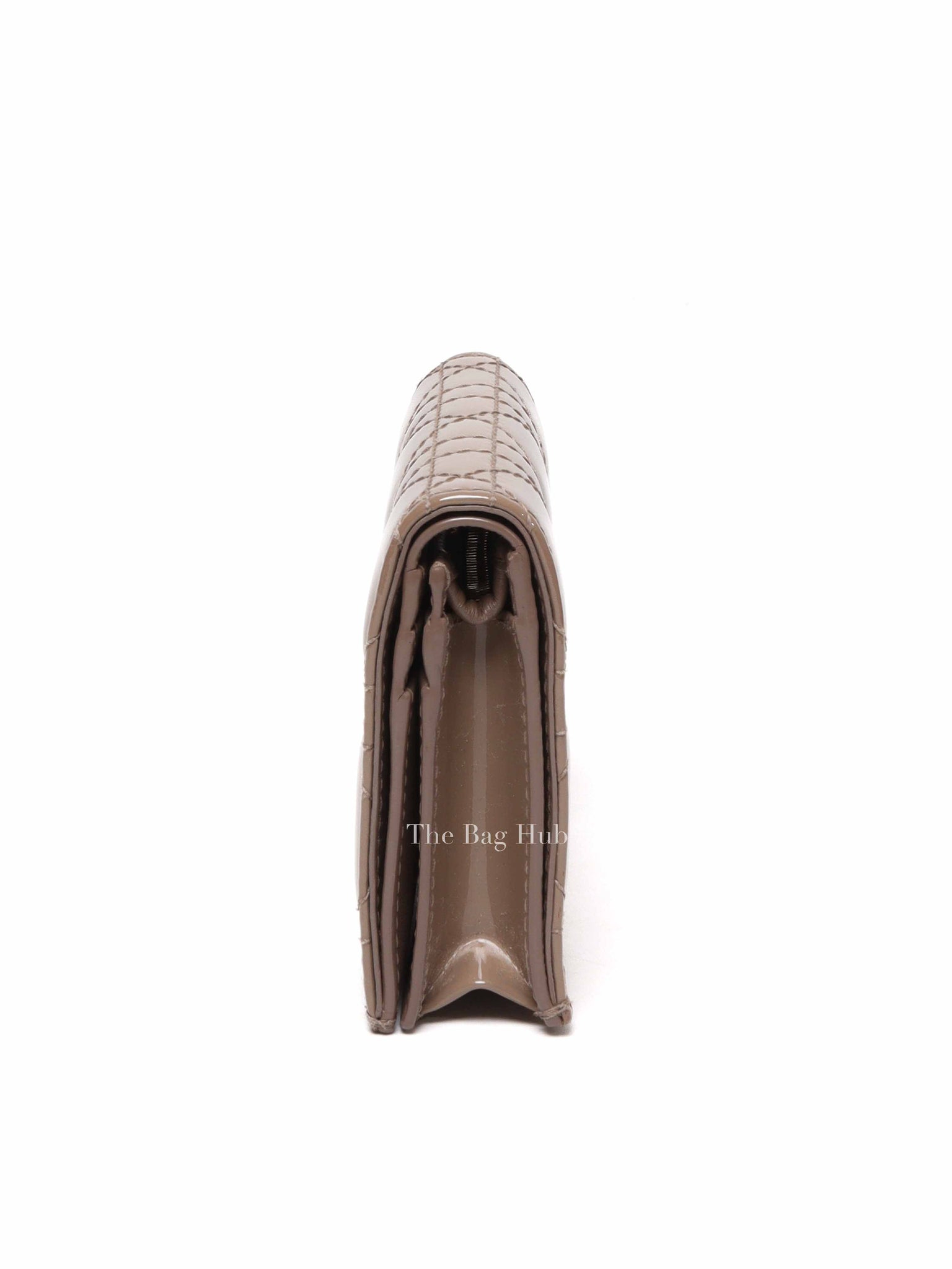 Dior Warm Taupe Patent Cannage Mini Lady Dior Gardenia Wallet
