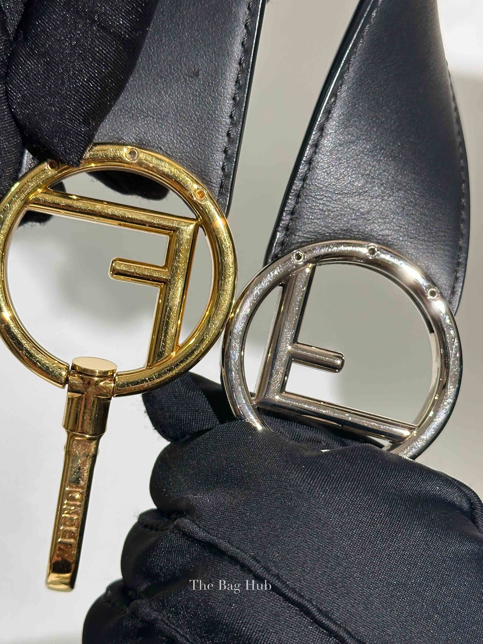 Fendi Black Leather Mini Kan I F Logo Shoulder Bag