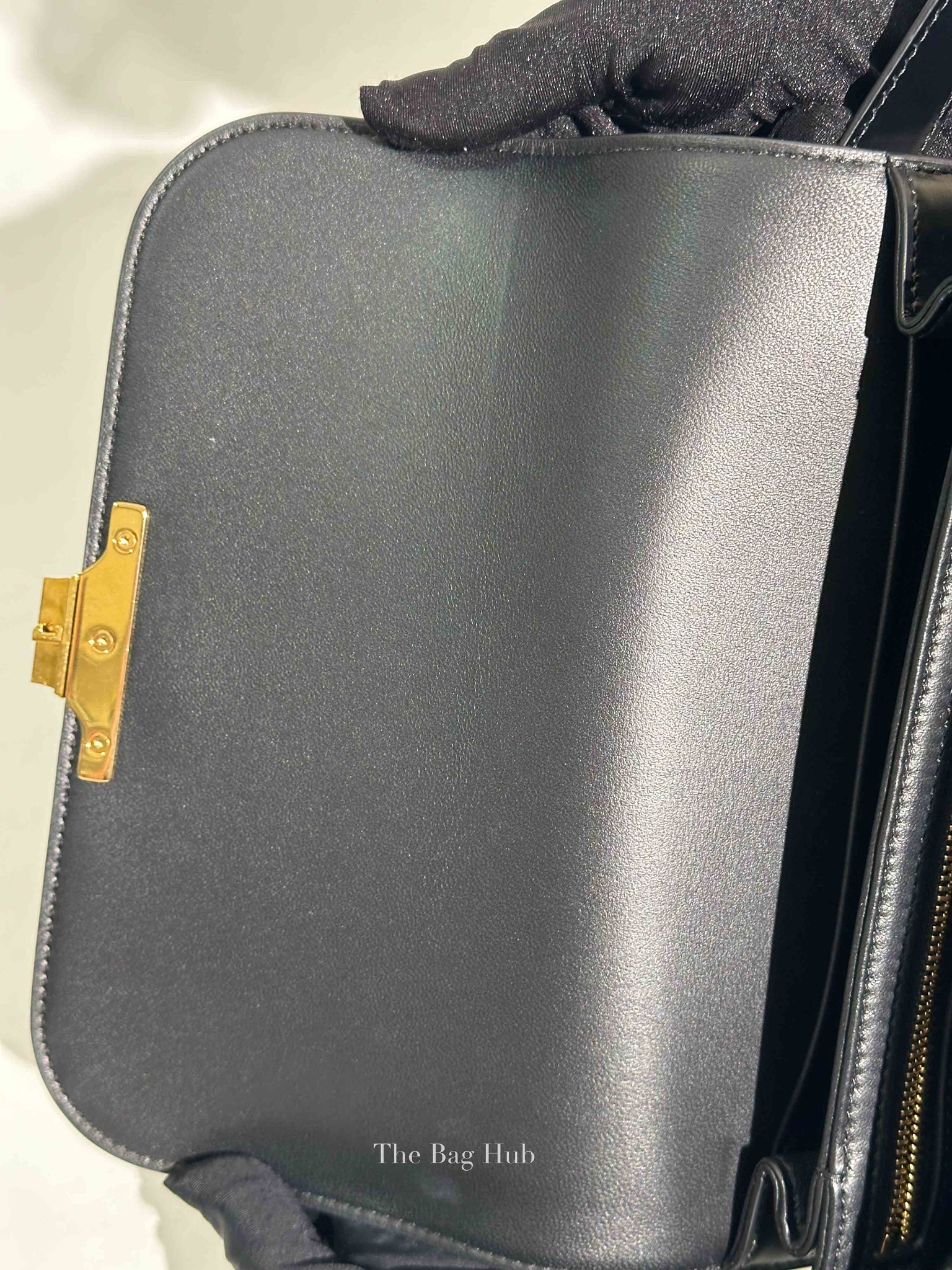 Celine Black Shiny Calfskin Medium Triomphe Shoulder Bag