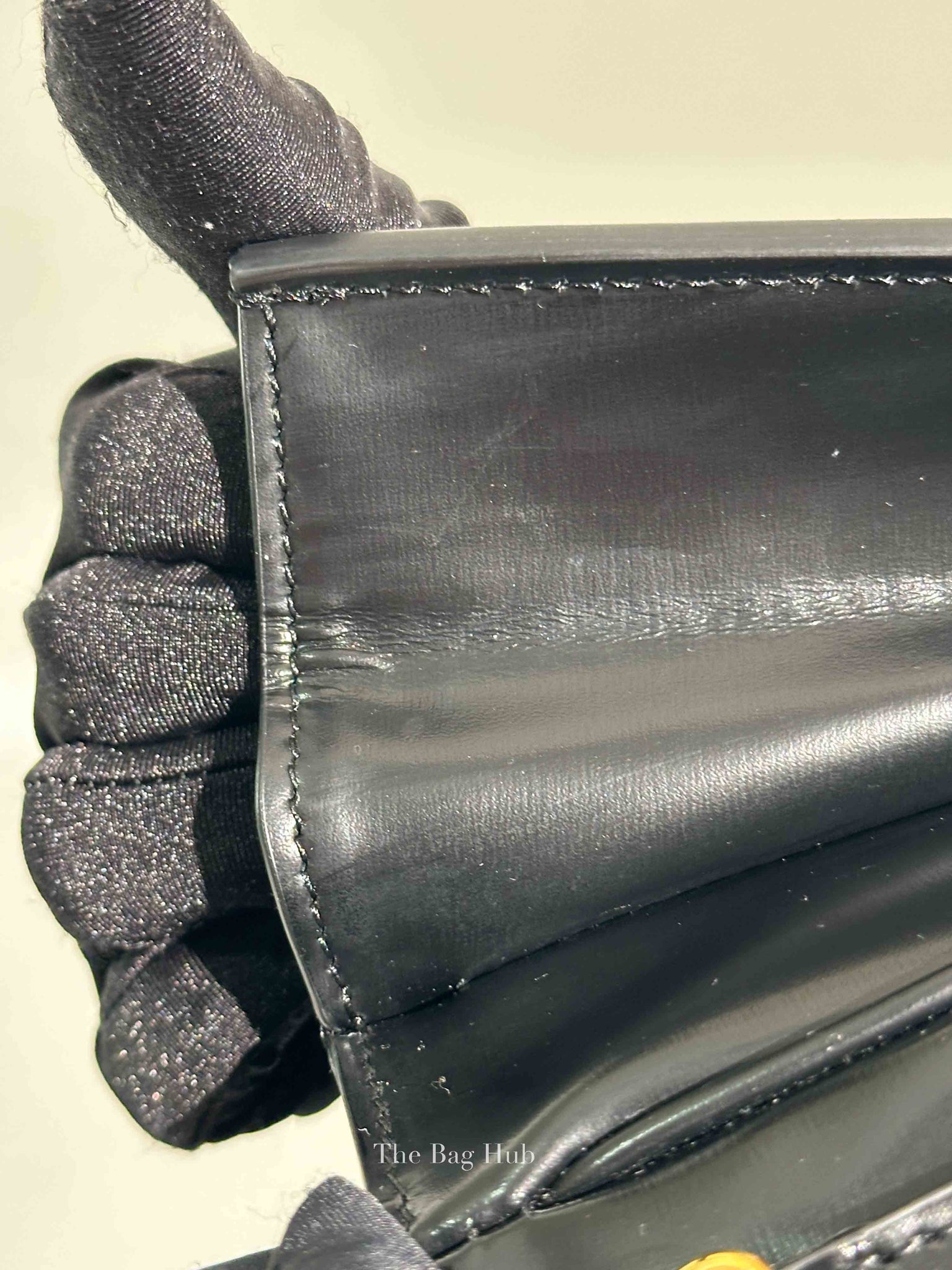 Celine Black Shiny Calfskin Medium Triomphe Shoulder Bag