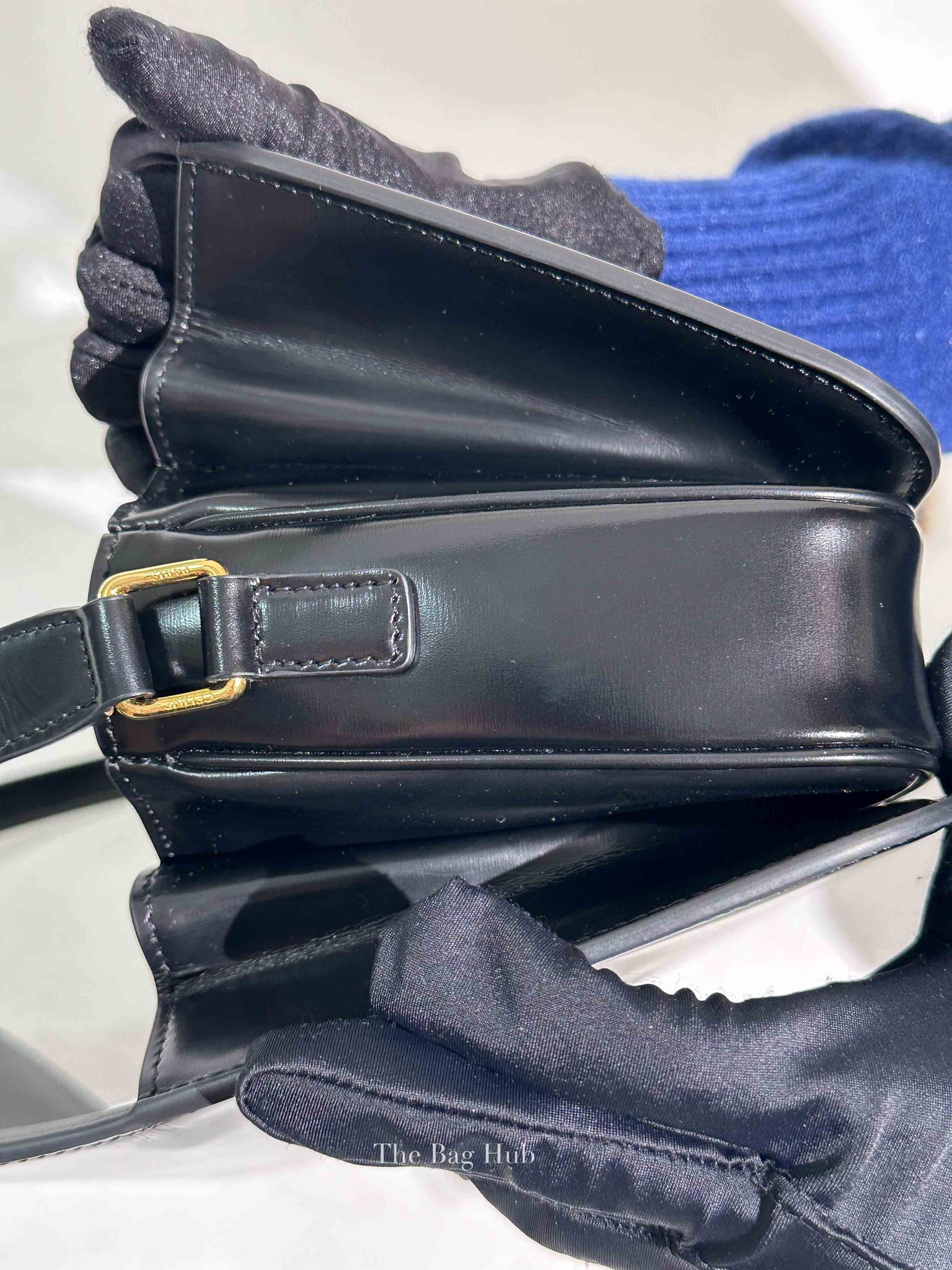Celine Black Shiny Calfskin Medium Triomphe Shoulder Bag