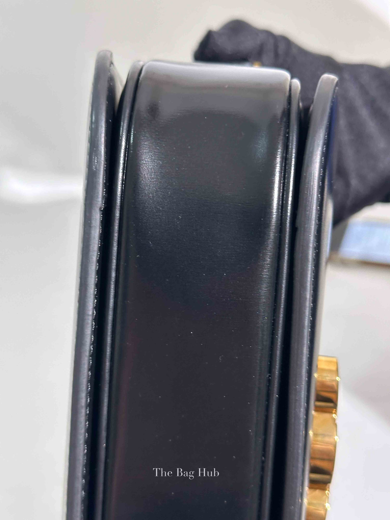 Celine Black Shiny Calfskin Medium Triomphe Shoulder Bag