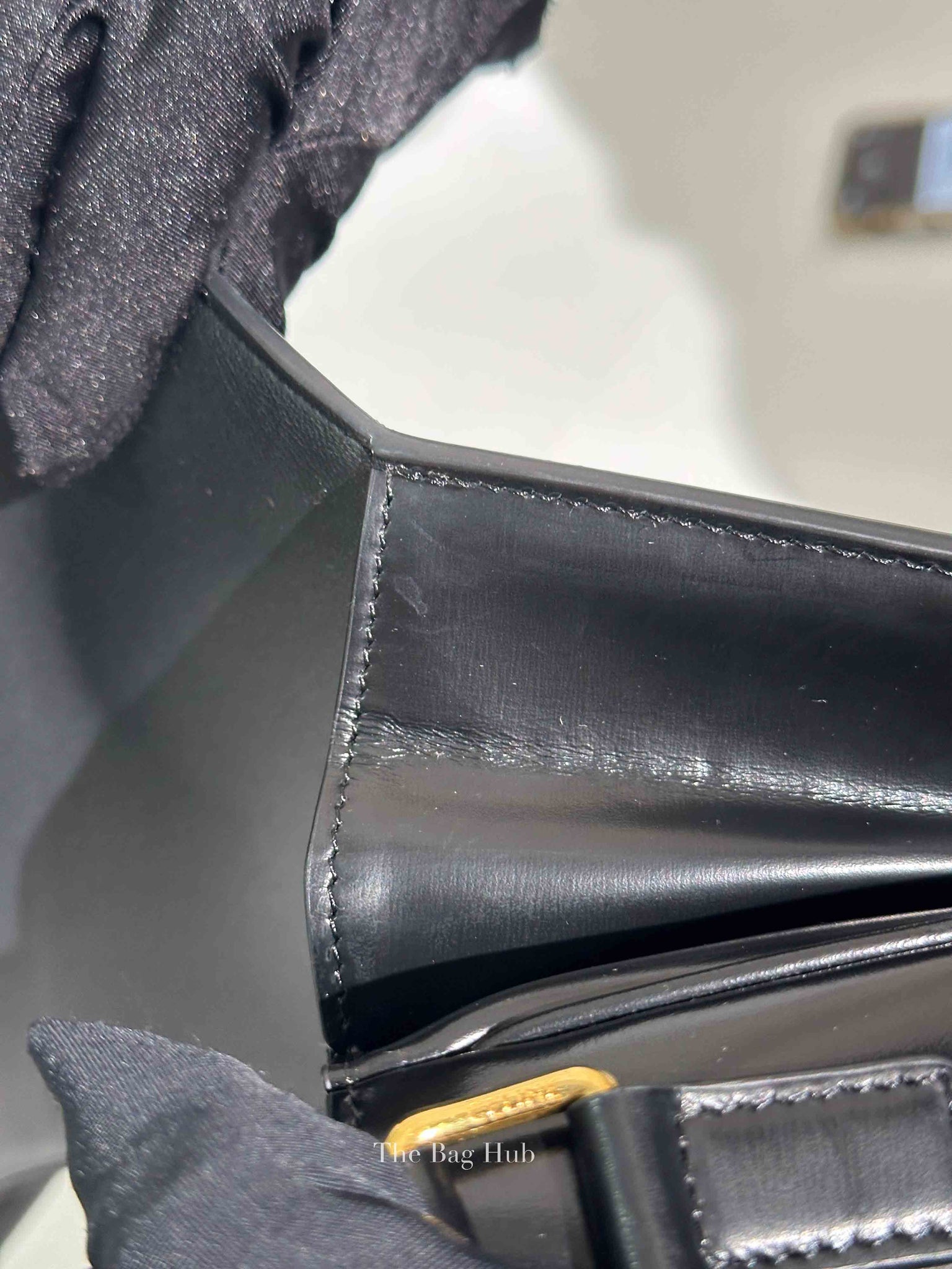 Celine Black Shiny Calfskin Medium Triomphe Shoulder Bag