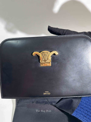 Celine Black Shiny Calfskin Medium Triomphe Shoulder Bag