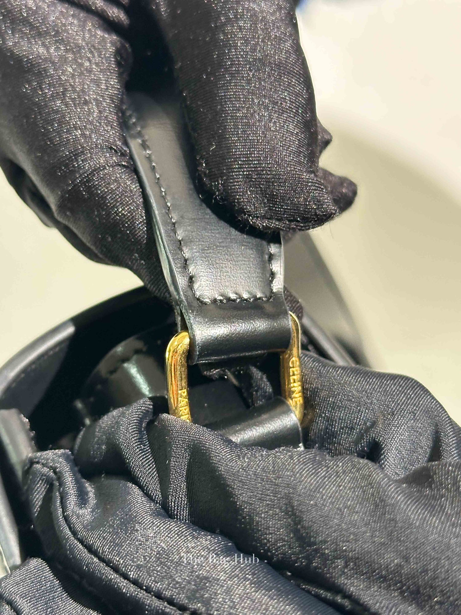 Celine Black Shiny Calfskin Medium Triomphe Shoulder Bag