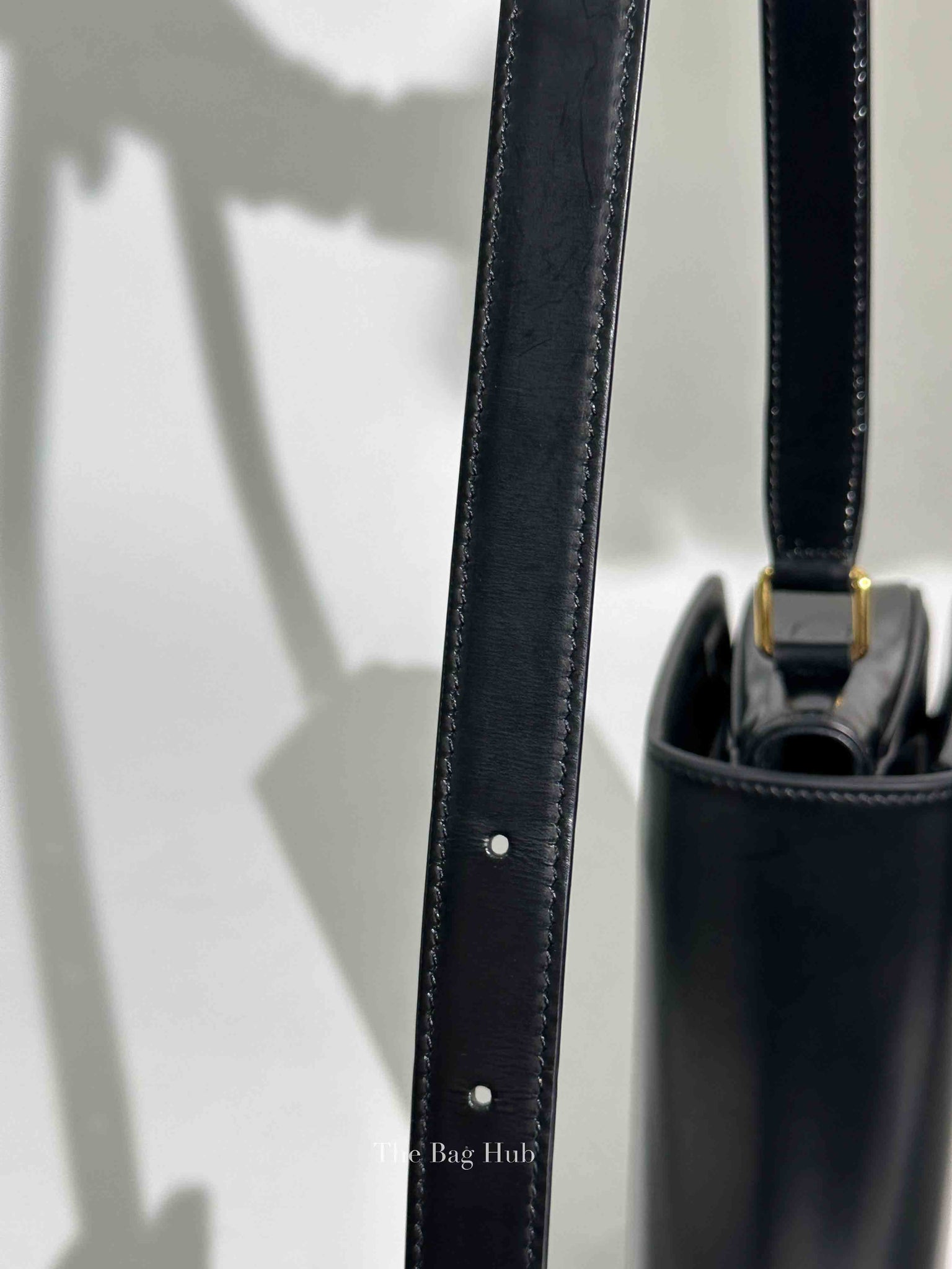 Celine Black Shiny Calfskin Medium Triomphe Shoulder Bag