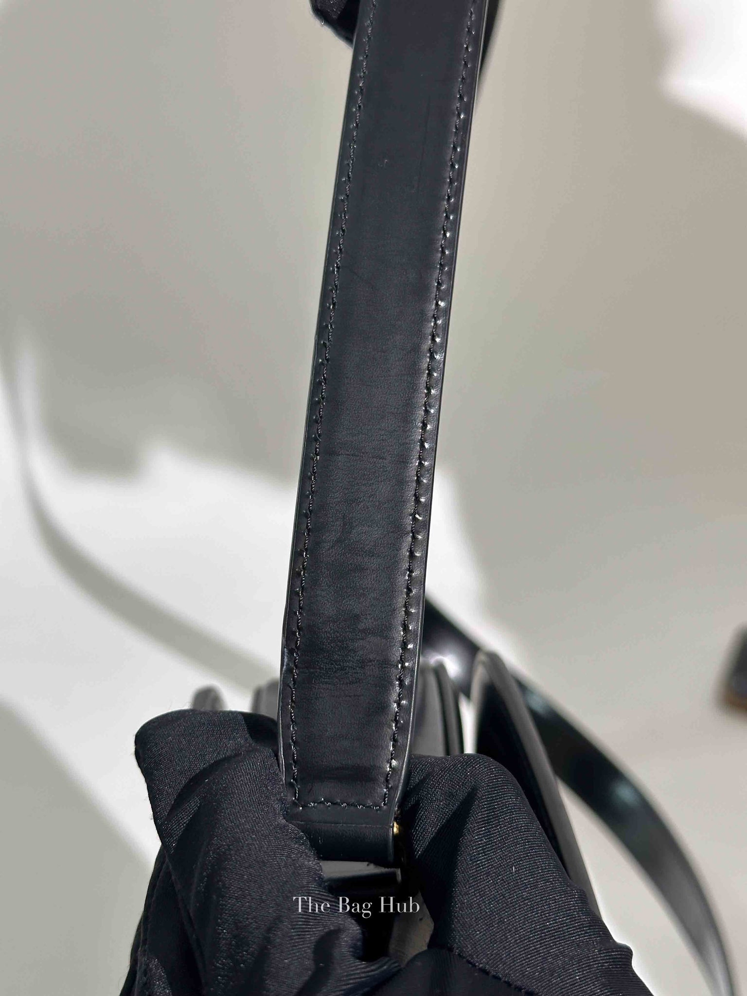 Celine Black Shiny Calfskin Medium Triomphe Shoulder Bag