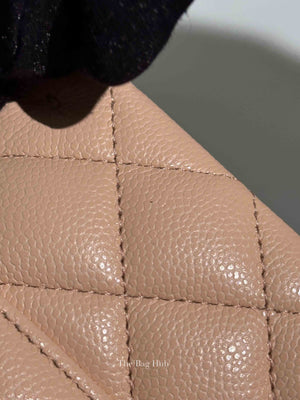 Chanel Beige Caviar Classic Medium Double Flap Bag GHW