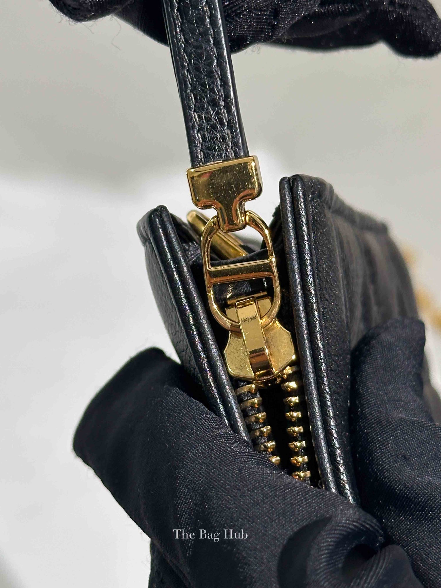 Dior Black Cannage Leather Caro Zipped Chain Pouch