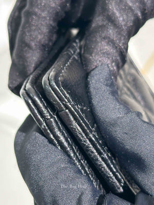 Dior Black Cannage Leather Caro Zipped Chain Pouch