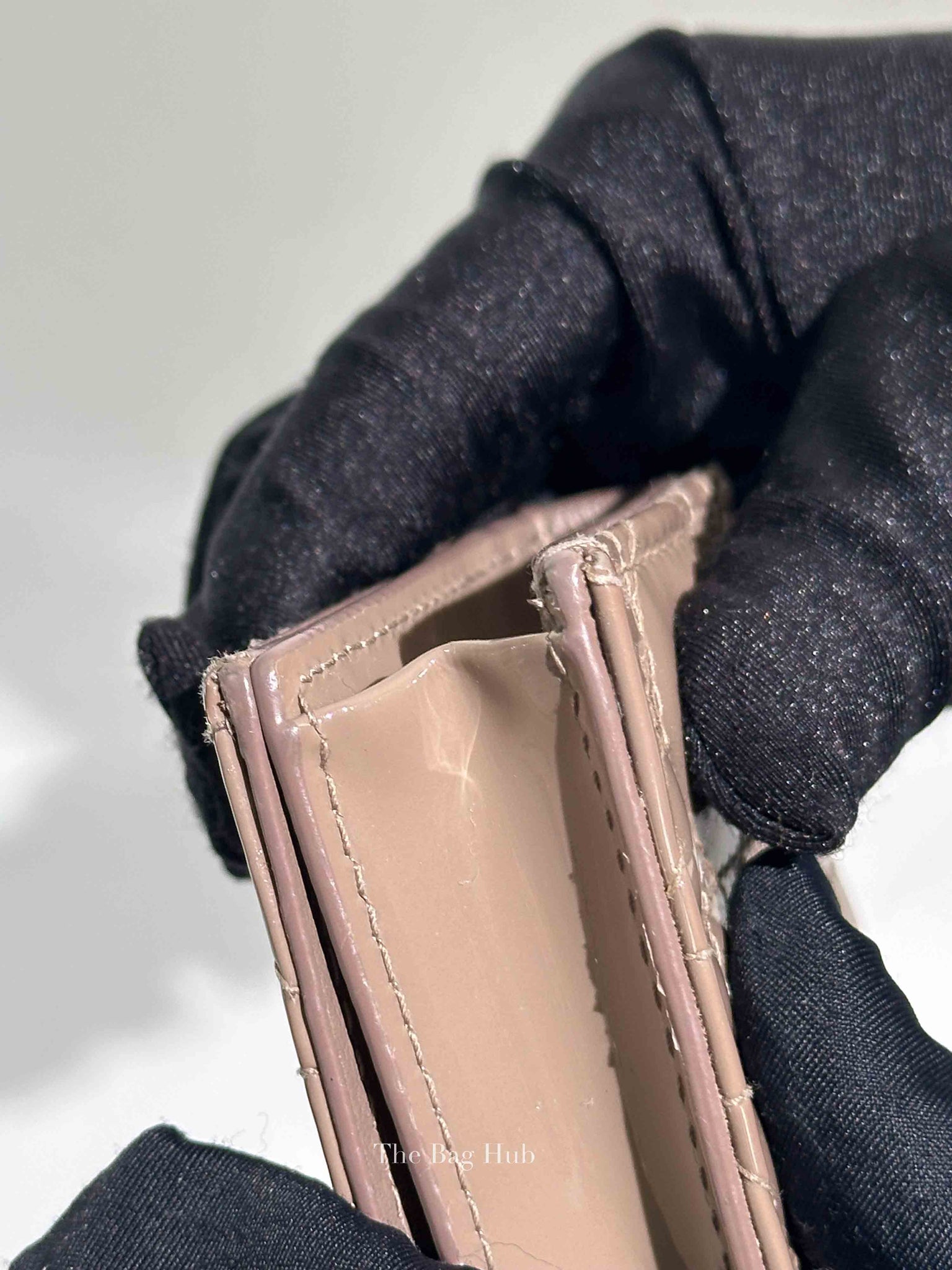 Dior Warm Taupe Patent Cannage Mini Lady Dior Gardenia Wallet