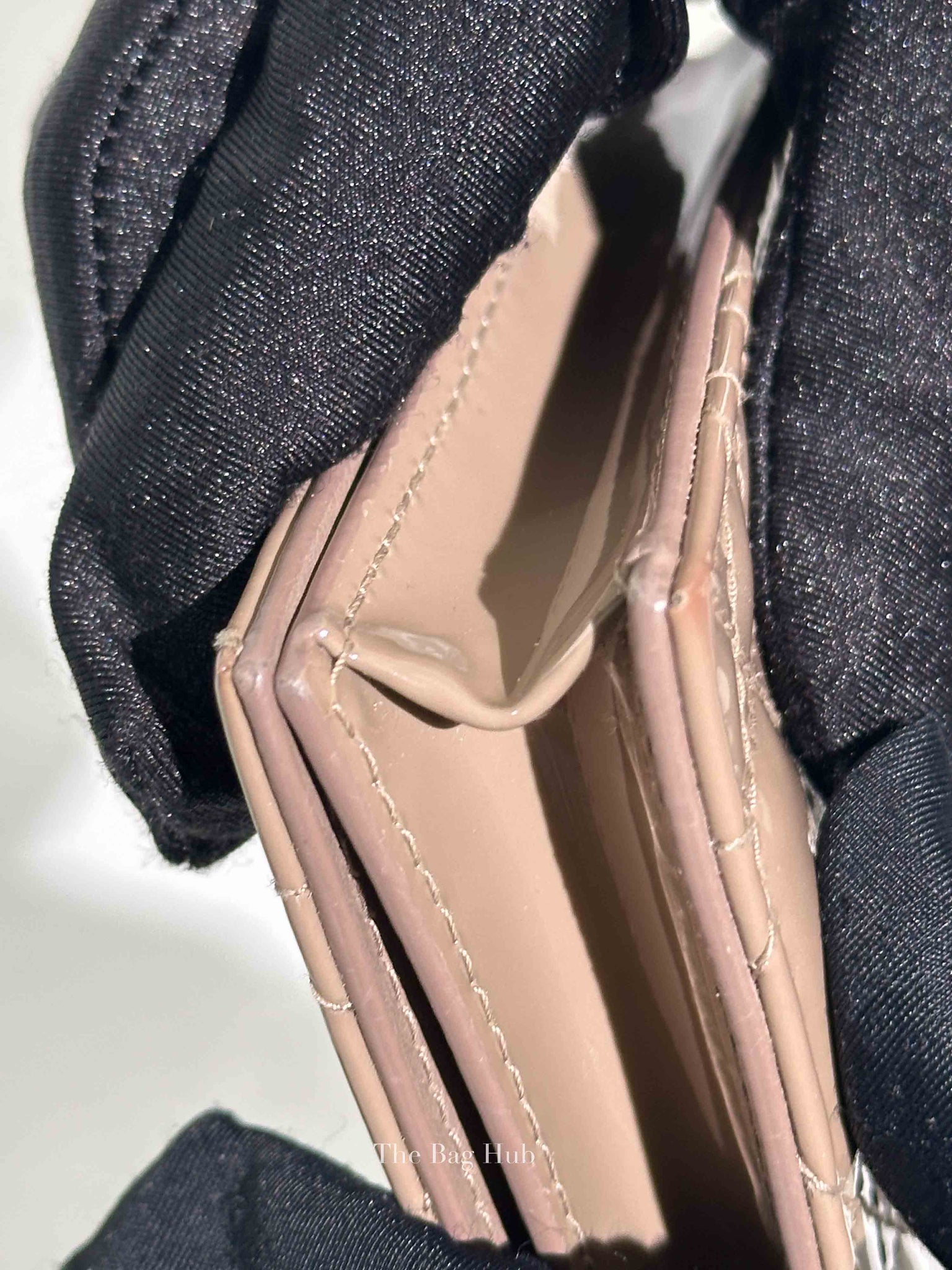 Dior Warm Taupe Patent Cannage Mini Lady Dior Gardenia Wallet