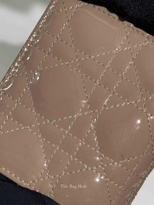 Dior Warm Taupe Patent Cannage Mini Lady Dior Gardenia Wallet