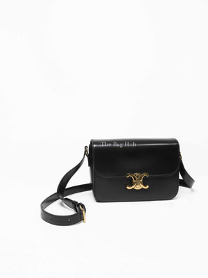 Celine Black Shiny Calfskin Medium Triomphe Shoulder Bag