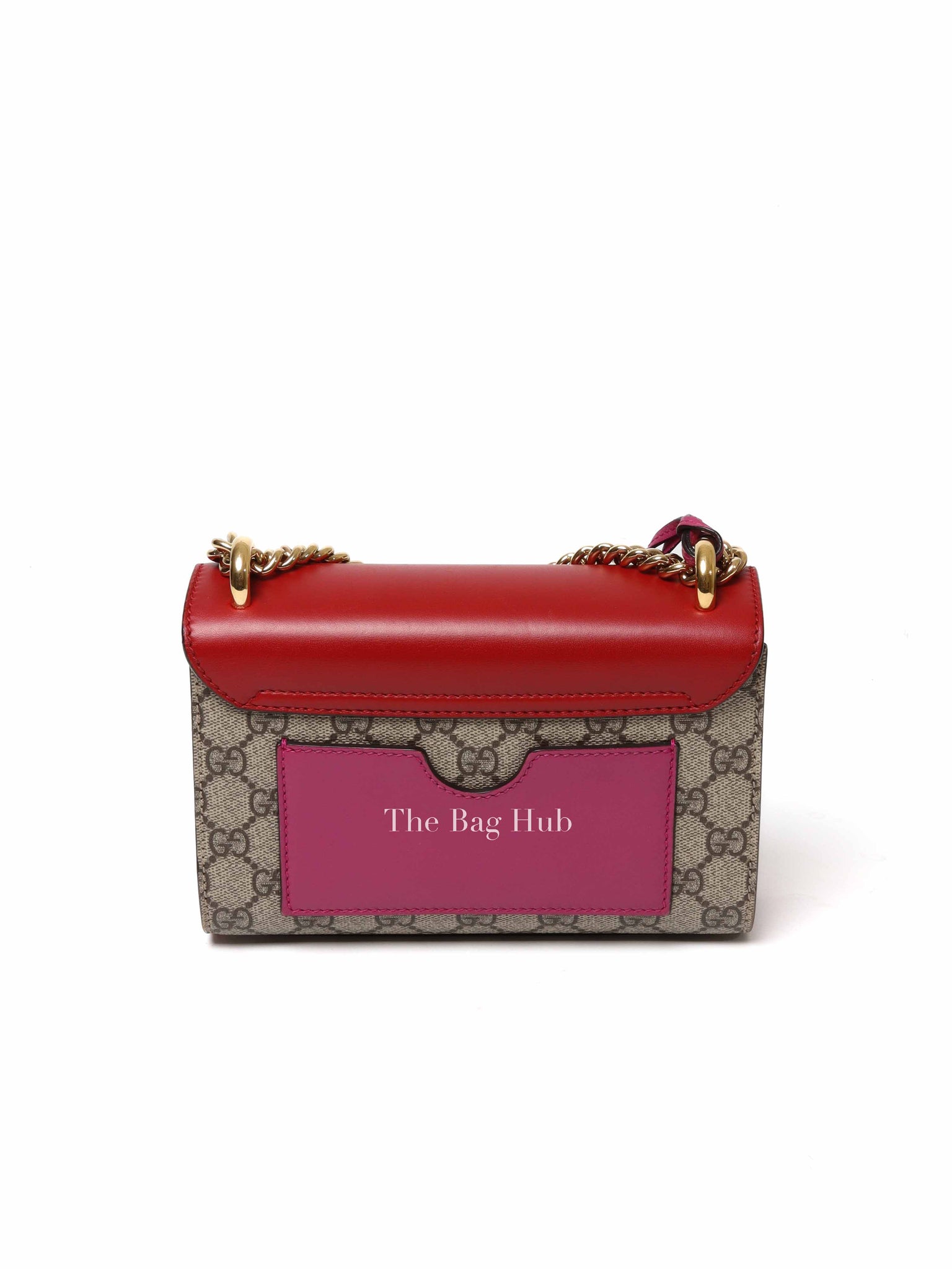 Gucci Beige Hibiscus Red New Rosette GG Supreme Monogram Calfskin Small Padlock Shoulder Bag