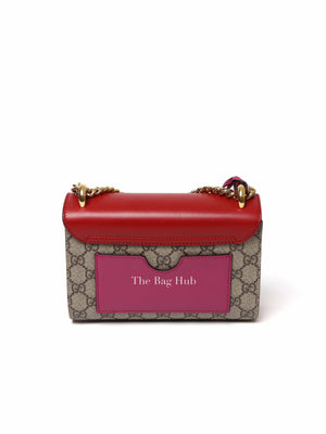 Gucci Beige Hibiscus Red New Rosette GG Supreme Monogram Calfskin Small Padlock Shoulder Bag