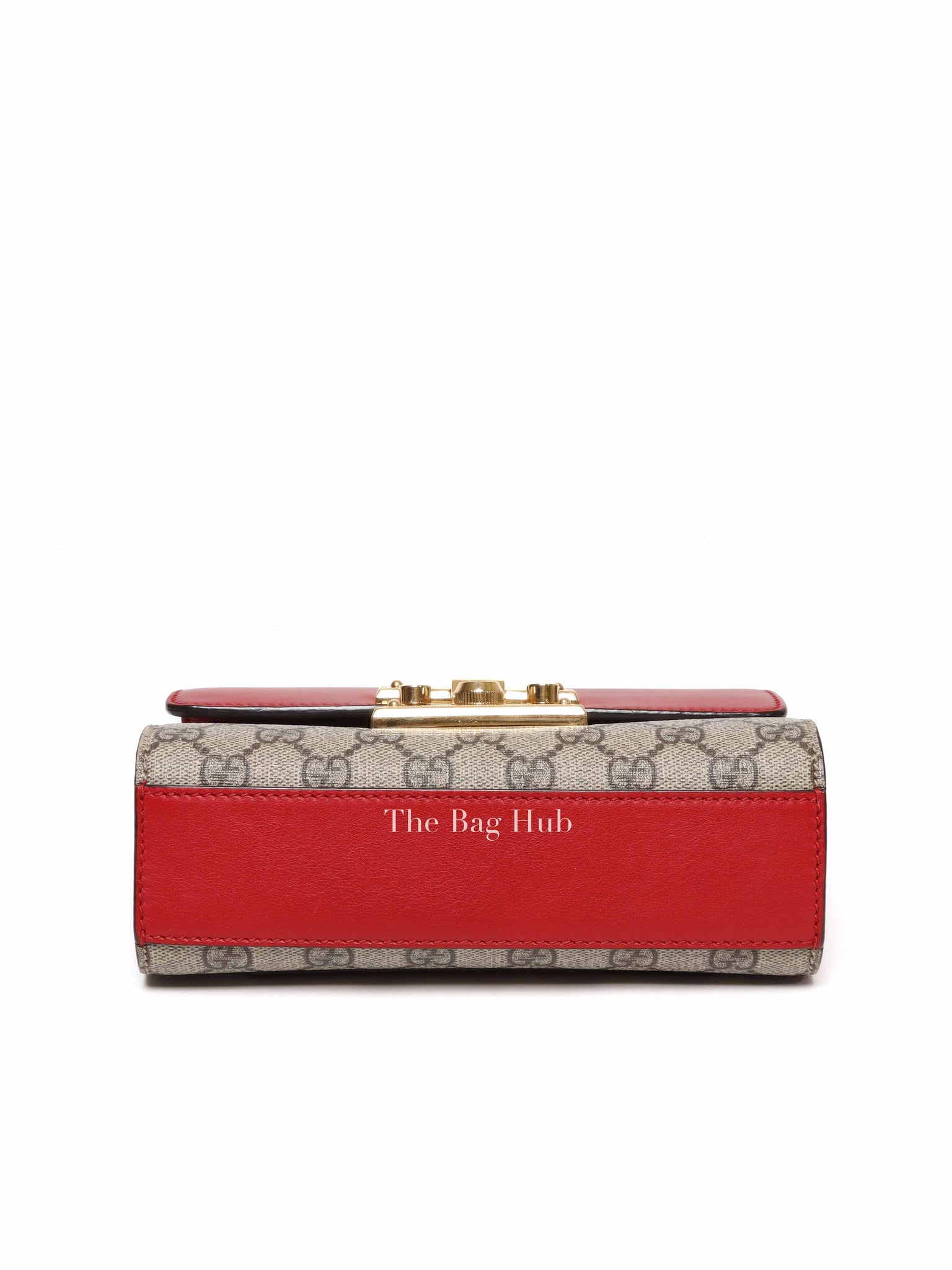 Gucci Beige Hibiscus Red New Rosette GG Supreme Monogram Calfskin Small Padlock Shoulder Bag