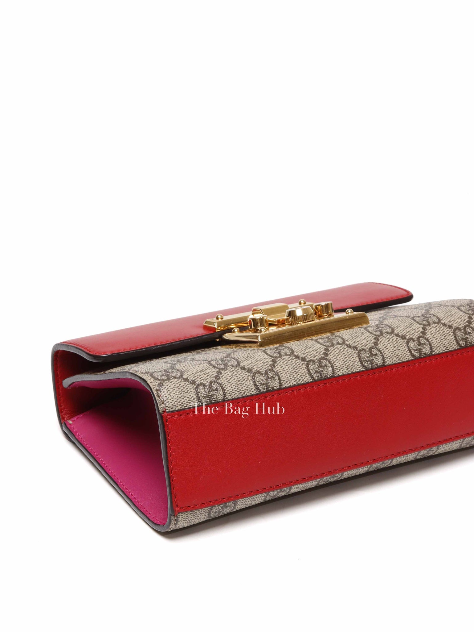 Gucci Beige Hibiscus Red New Rosette GG Supreme Monogram Calfskin Small Padlock Shoulder Bag