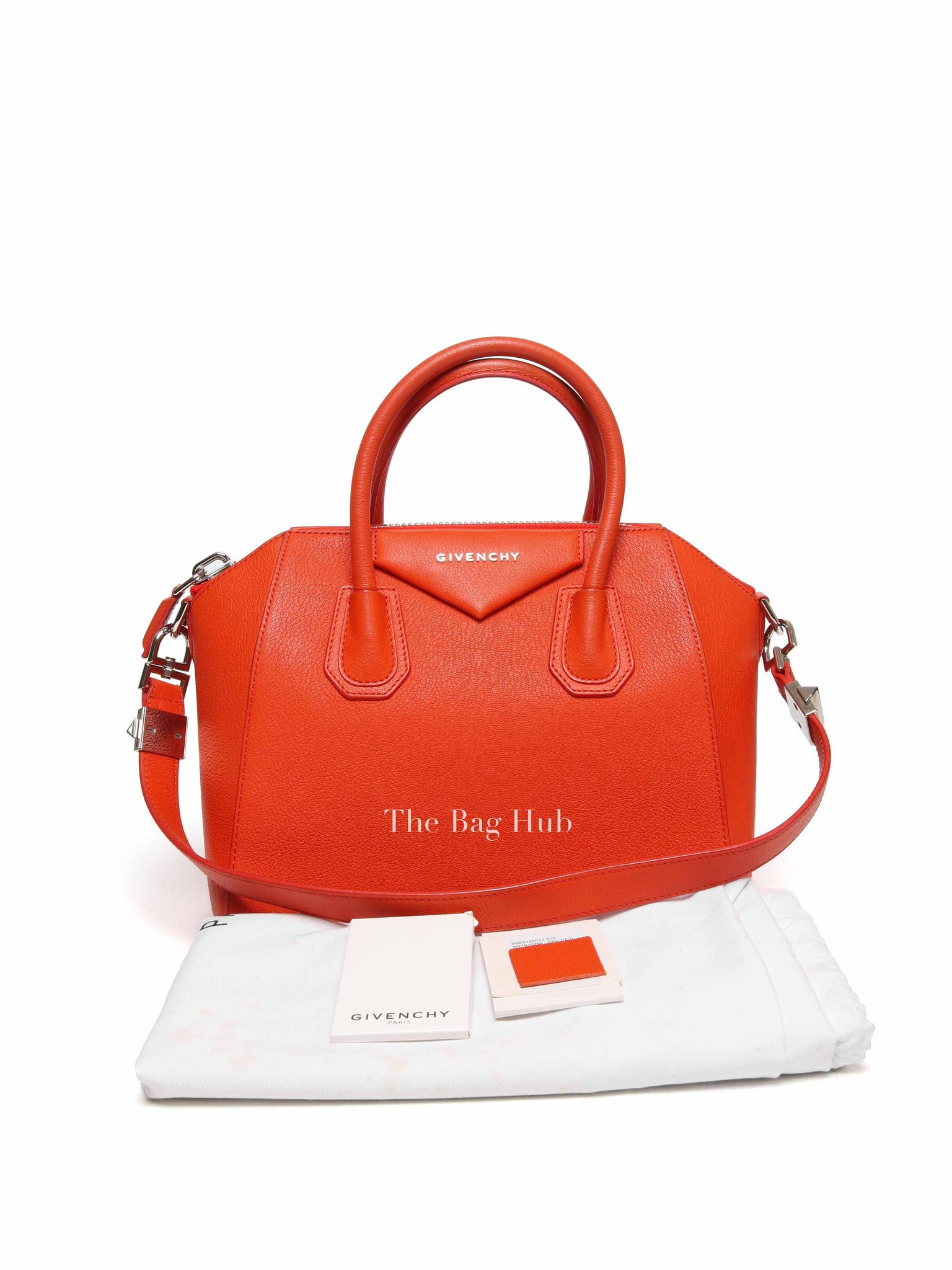 Givenchy Orange Leather Small Antigona Bag