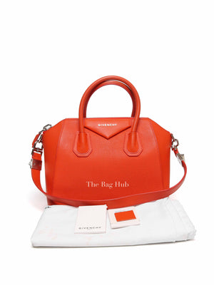 Givenchy Orange Leather Small Antigona Bag