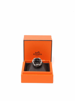 Hermes Silver Chaine D'Ancre Enchainee Small Ring Size 49