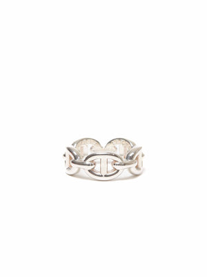Hermes Silver Chaine D'Ancre Enchainee Small Ring Size 49