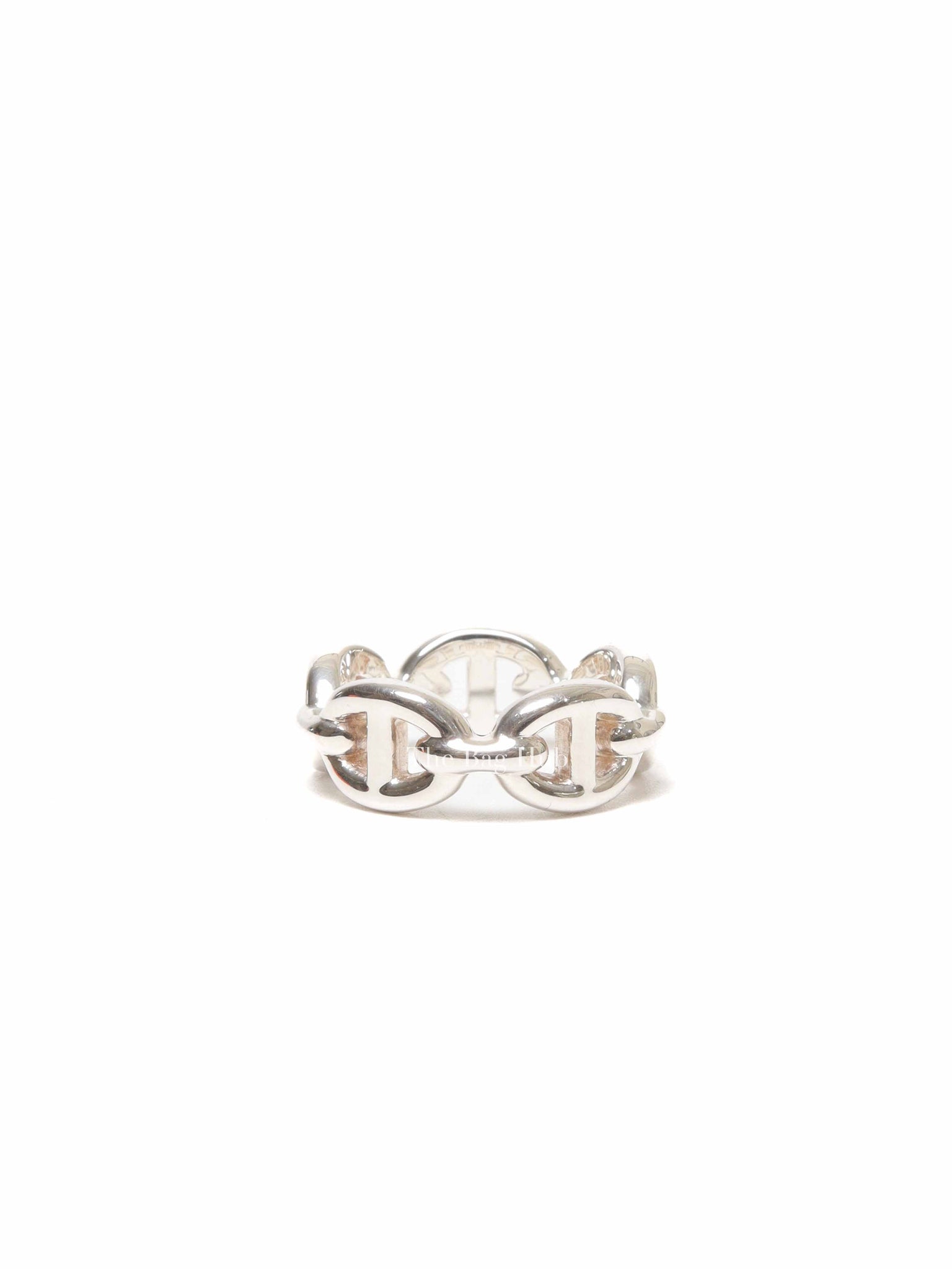 Hermes Silver Chaine D'Ancre Enchainee Small Ring Size 49