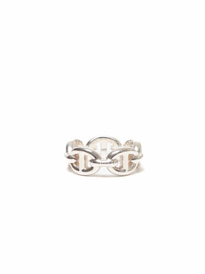 Hermes Silver Chaine D'Ancre Enchainee Small Ring Size 49