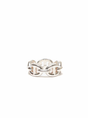 Hermes Silver Chaine D'Ancre Enchainee Small Ring Size 49