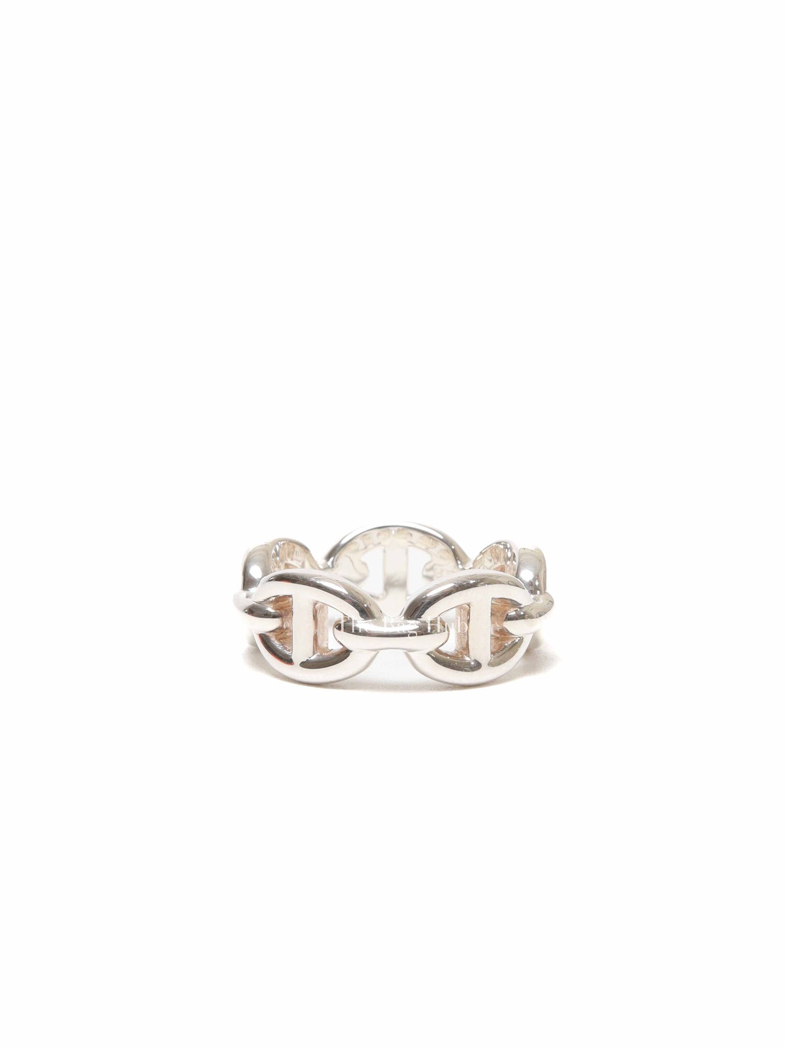 Hermes Silver Chaine D'Ancre Enchainee Small Ring Size 49