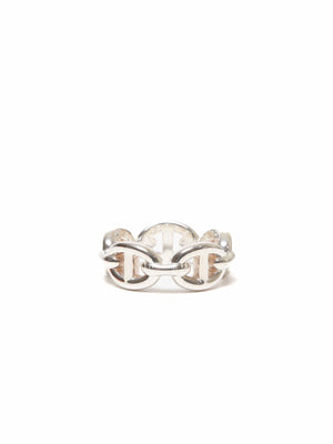 Hermes Silver Chaine D'Ancre Enchainee Small Ring Size 49
