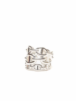 Hermes Silver Chain D'Ancre Enchainee Large Ring Size 53