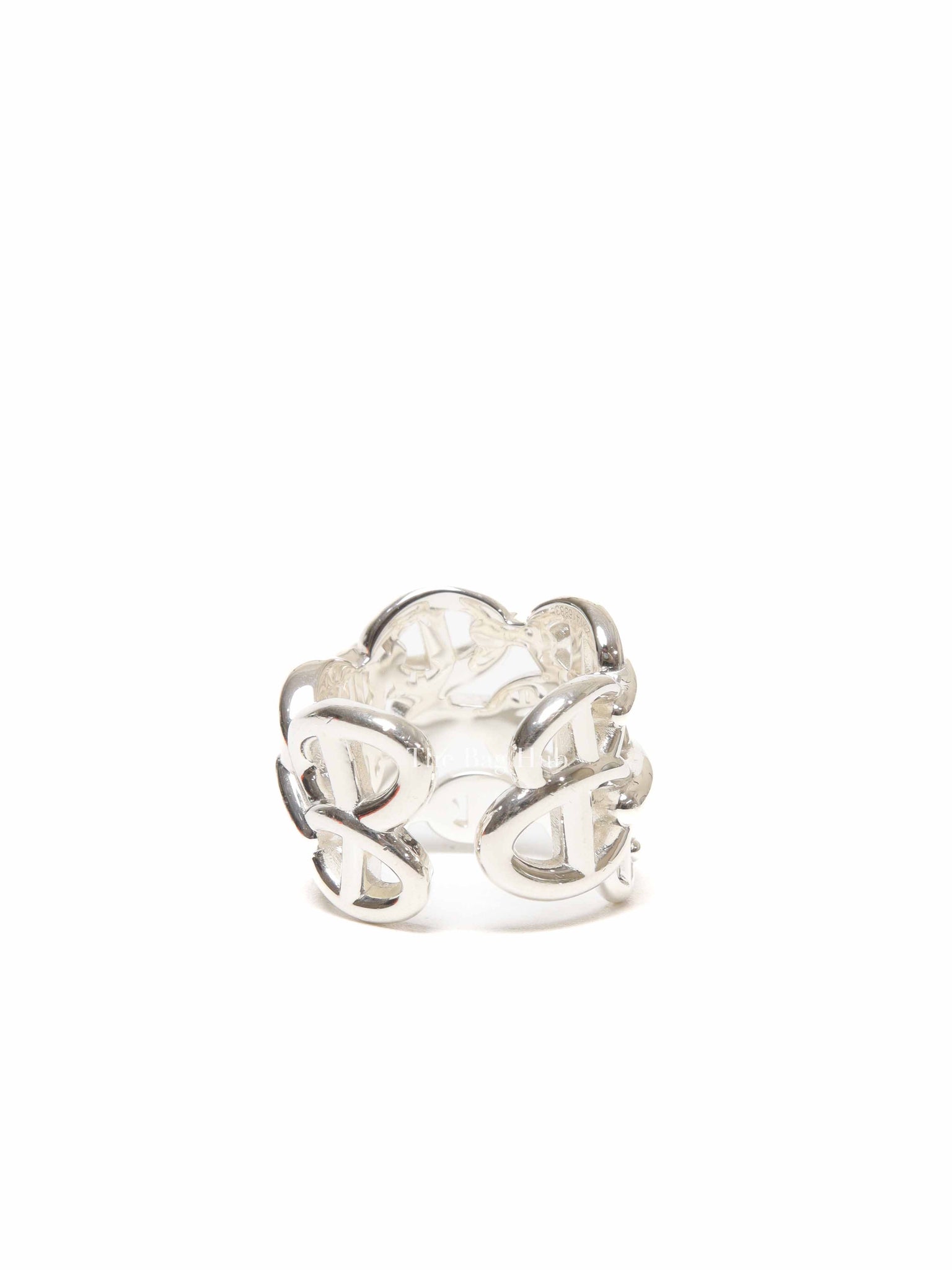 Hermes Silver Chain D'Ancre Enchainee Large Ring Size 53