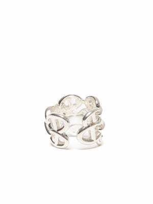 Hermes Silver Chain D'Ancre Enchainee Large Ring Size 53
