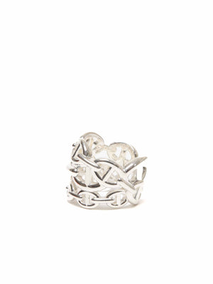 Hermes Silver Chain D'Ancre Enchainee Large Ring Size 53