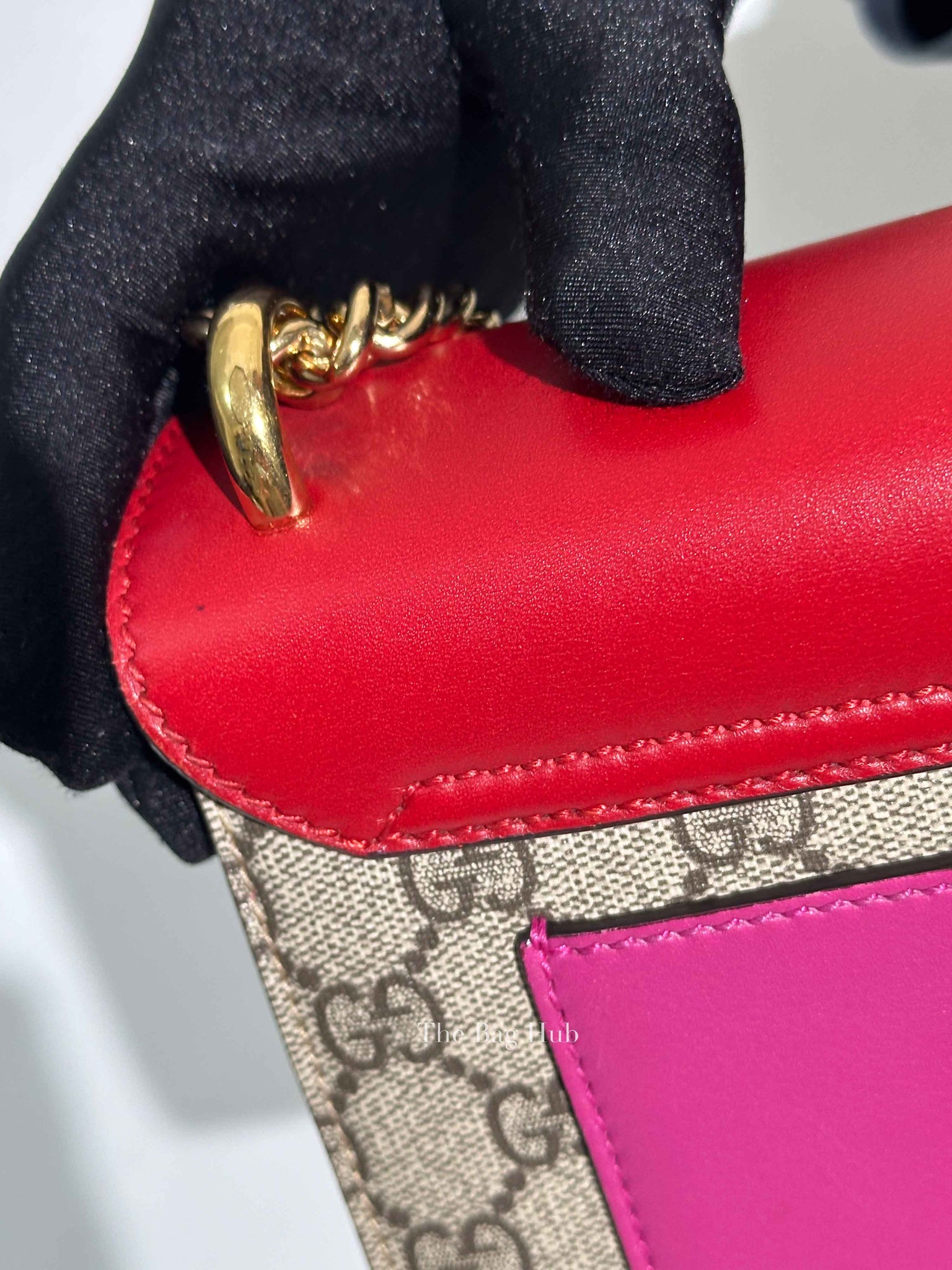 Gucci Beige Hibiscus Red New Rosette GG Supreme Monogram Calfskin Small Padlock Shoulder Bag