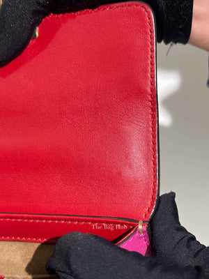 Gucci Beige Hibiscus Red New Rosette GG Supreme Monogram Calfskin Small Padlock Shoulder Bag