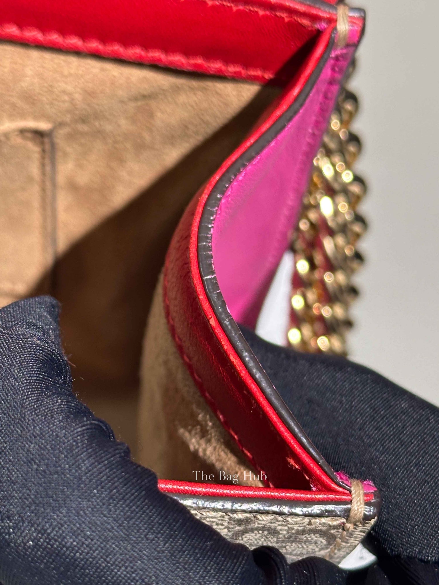 Gucci Beige Hibiscus Red New Rosette GG Supreme Monogram Calfskin Small Padlock Shoulder Bag