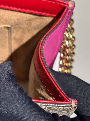 Gucci Beige Hibiscus Red New Rosette GG Supreme Monogram Calfskin Small Padlock Shoulder Bag