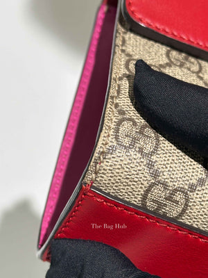 Gucci Beige Hibiscus Red New Rosette GG Supreme Monogram Calfskin Small Padlock Shoulder Bag