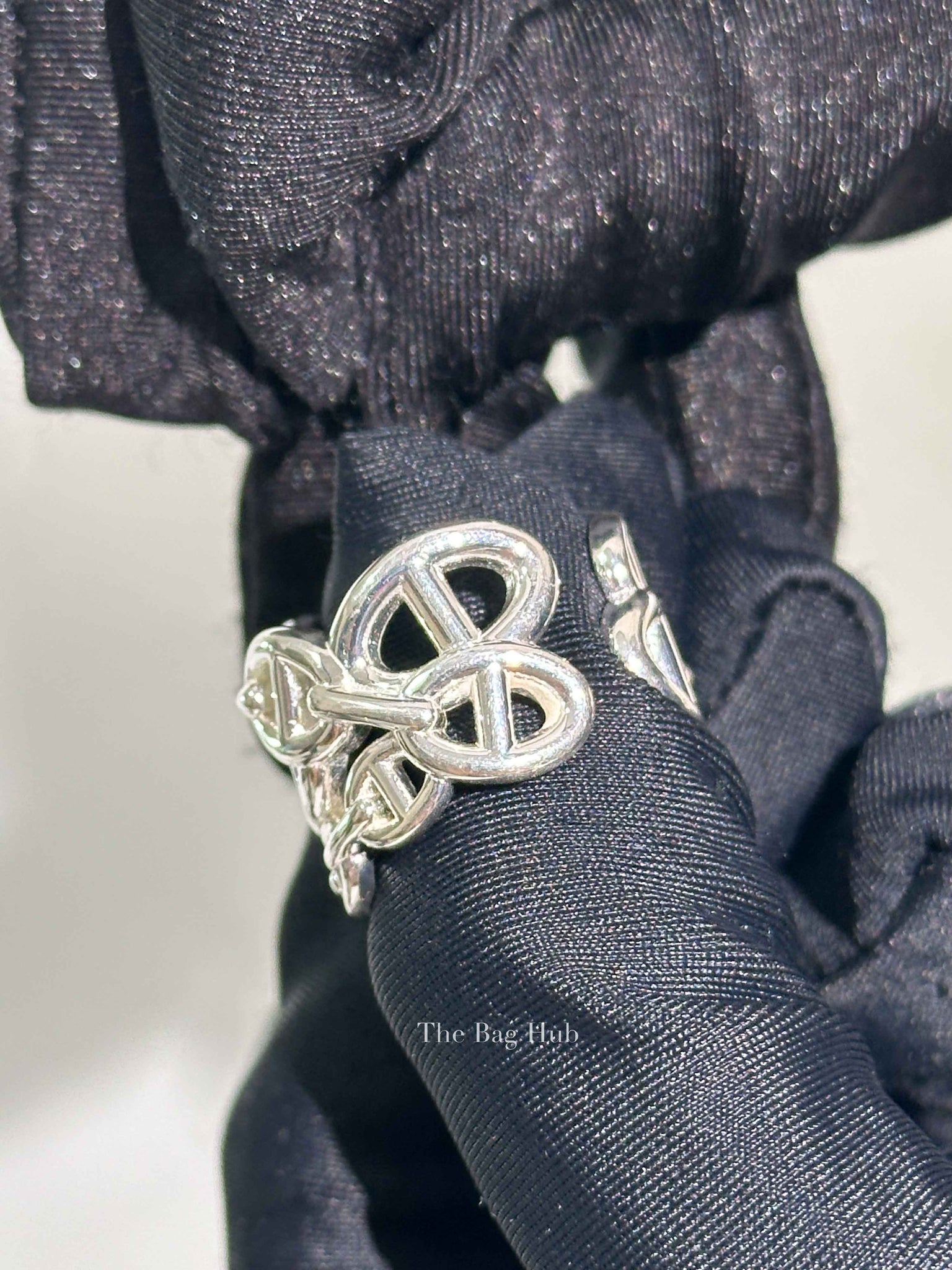 Hermes Silver Chain D'Ancre Enchainee Large Ring Size 53